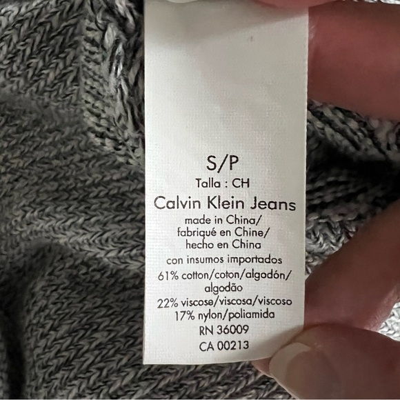 Calvin Klein Sweater Gray Knit Pullover Y2K Retro Cozy Womens Small Winter - Picture 6 of 8